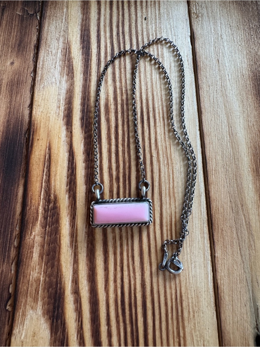 Native American Pink Conch Bar Necklace